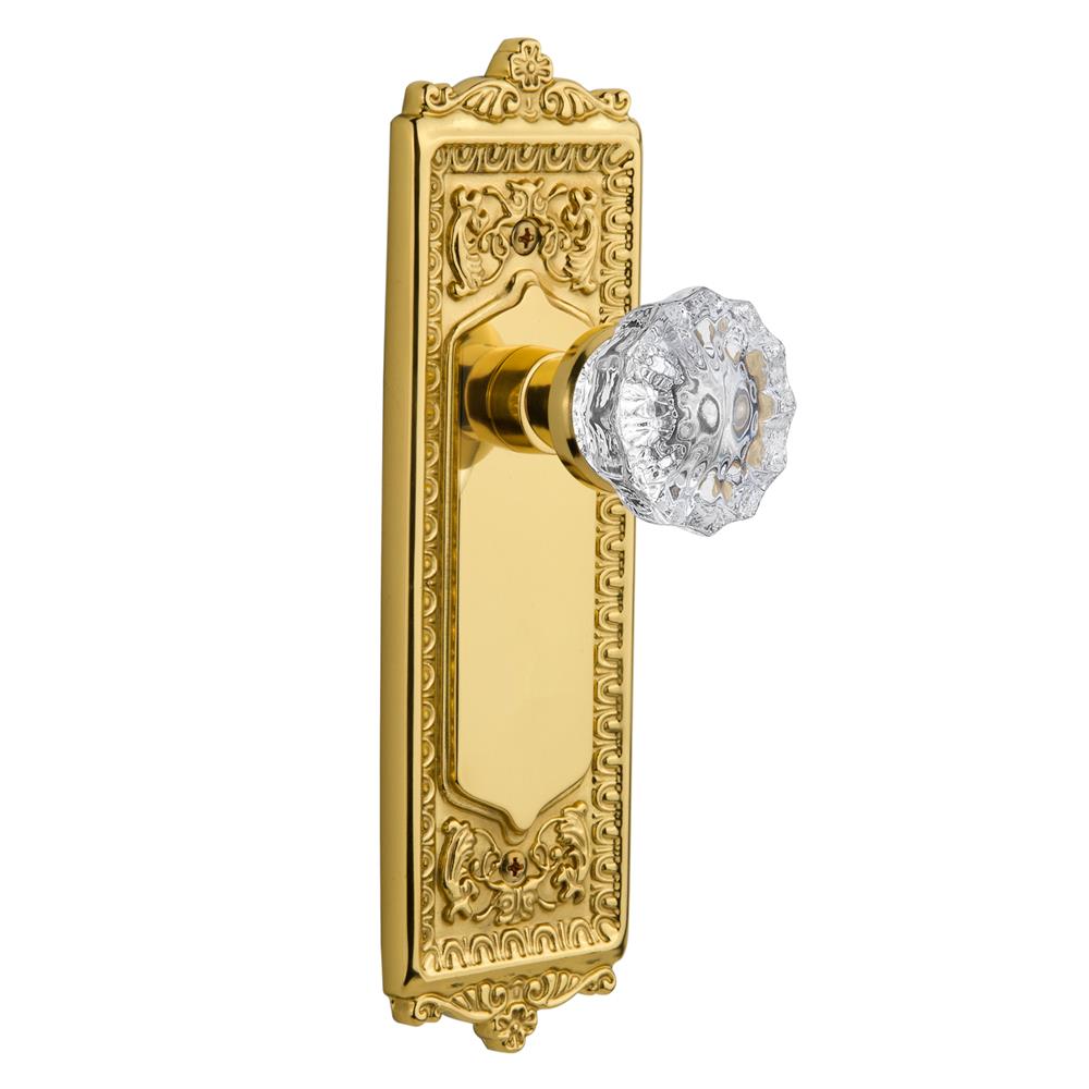 Nostalgic Warehouse EADCRY Single Dummy Egg and Dart Plate with Crystal Knob in Polished Brass